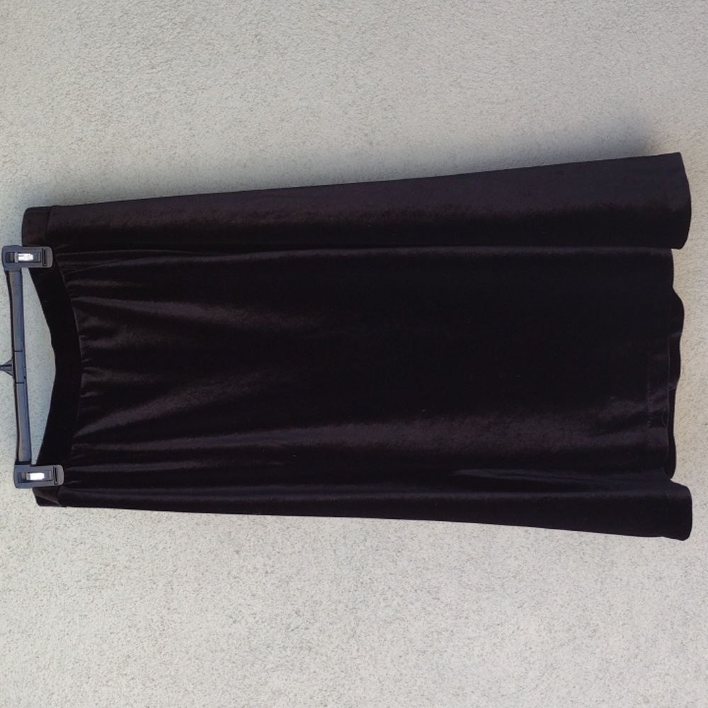 Avenue Soft Black Velour A-line Stretch Midi Skirt Women's 14/16 Whimsigoth Goth